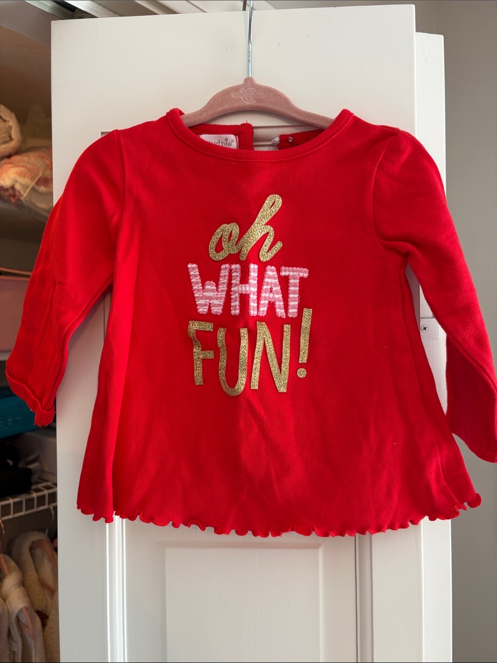 MudPie Kids "Oh What Fun!" Long-Sleeve Holiday Top - 12-18m